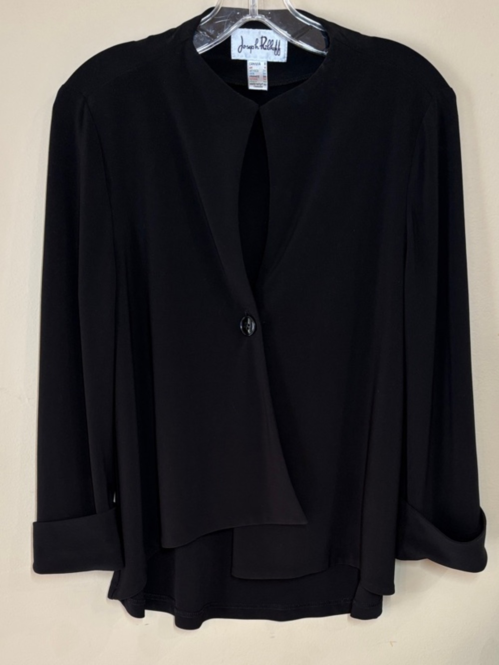 Joseph Ribkoff Black Single-Button Draped Blazer, 6